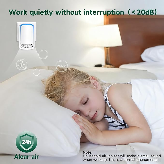 Plug In Air Ionizer Purifier for Home, Negative Ion Generator, Quiet Air (4 Pack)