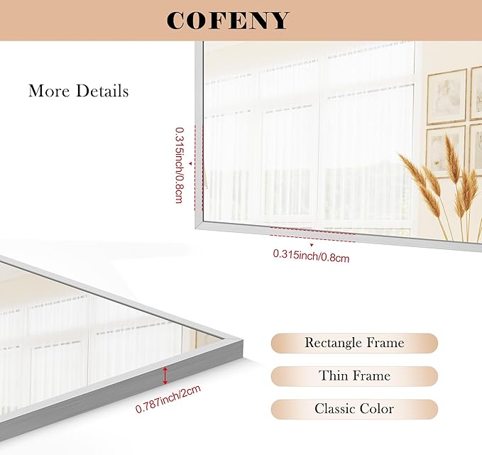 30x72inch Bathroom Mirror, Large Rectangular Wall Mirror