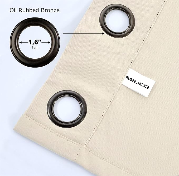 MIUCO Room Darkening Grommet Thermal Insulated Blackout Window Curtains Panels (Set of 2)