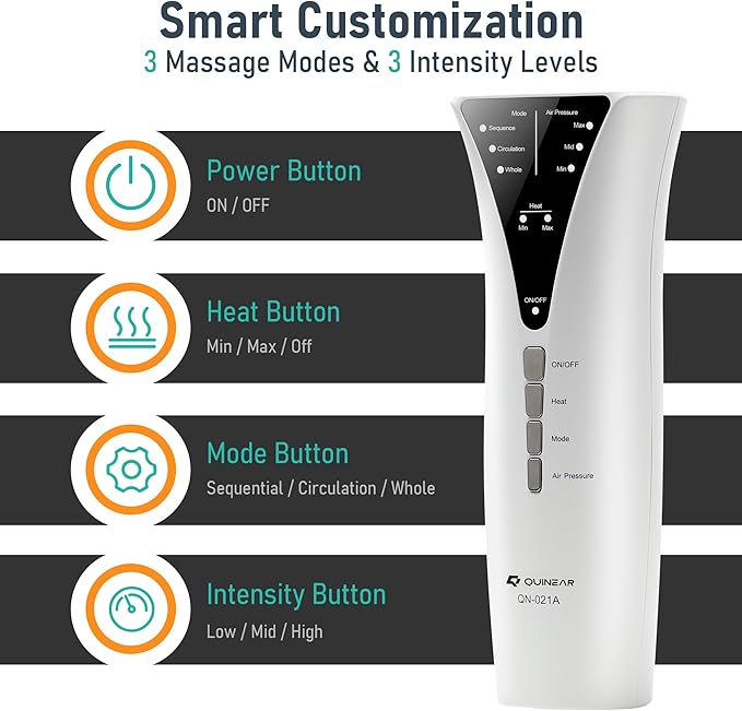 QUINEAR Leg Massager with Heat and Air Compression, Foot and Calf Massager