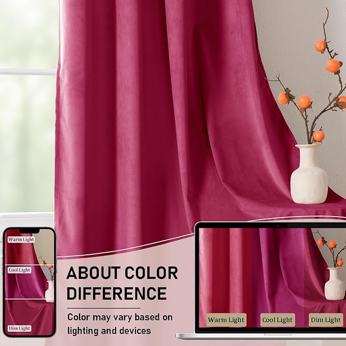 JIUZHEN Velvet Curtains 96 inches Blackout Curtains