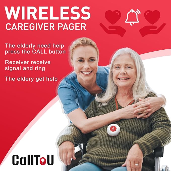 CallToU Wireless Caregiver Pager Smart Call System 2 SOS Call