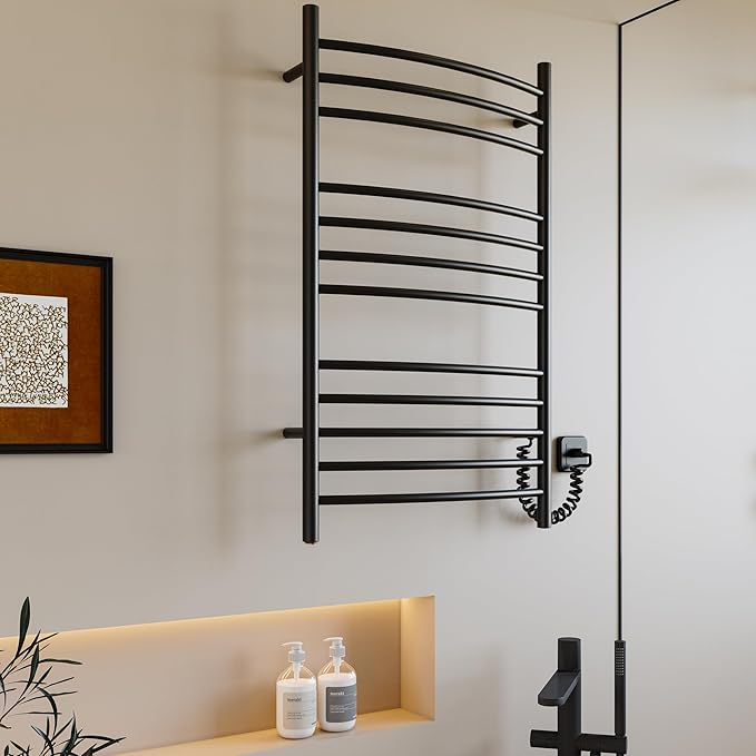 HEATGENE Towel Warmer Wall Mount Electric Plug-in/Hardwired Heated Towel Rack