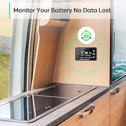 LNEX 500A Shunt Battery Monitor, 2.4" Color Screen RV Monitor