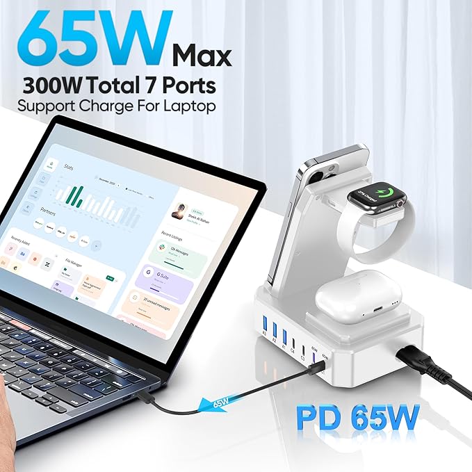 300W Charging Station for Multiple Devices Apple, Zutspzss 10 in 1 Wireless