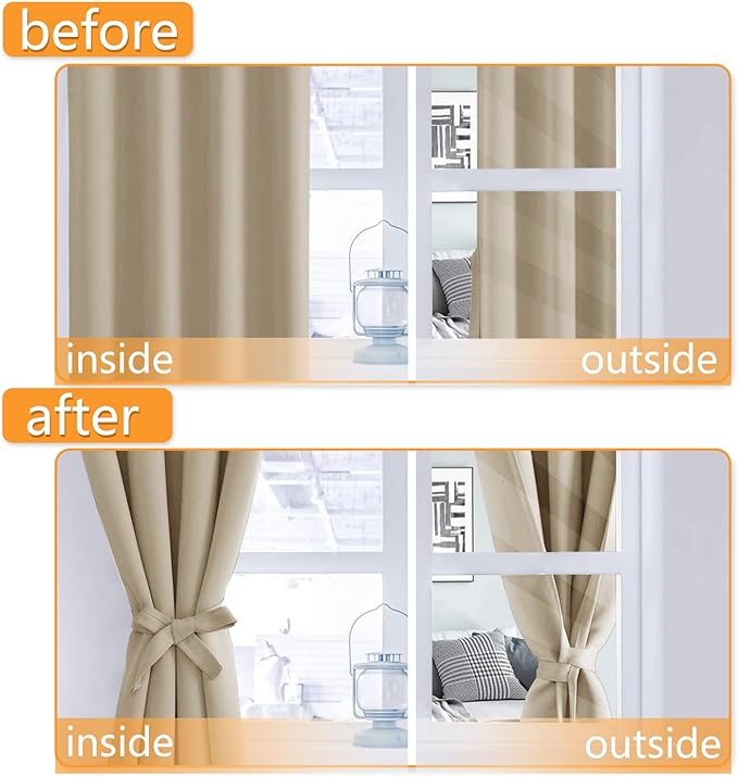 Hiasan Blackout Curtains for Bedroom, 60 x 63 Inches Length
