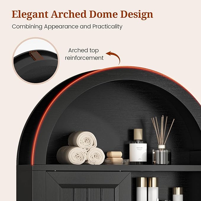 Arched Bathroom Wall Cabinet, 23.6 x 30.3'' Over The Toilet Cabinet