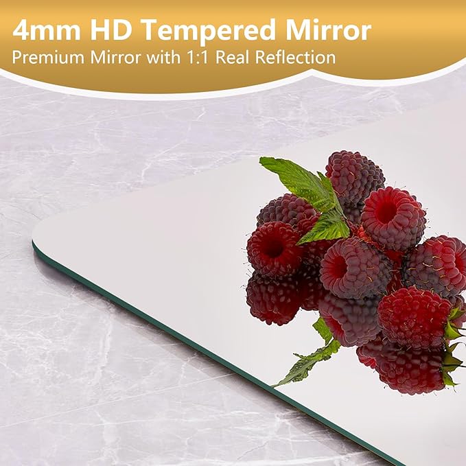 Mirrorons 40 x 30 Bathroom Mirror, Rounded Corner Frameless Mirror, Modern