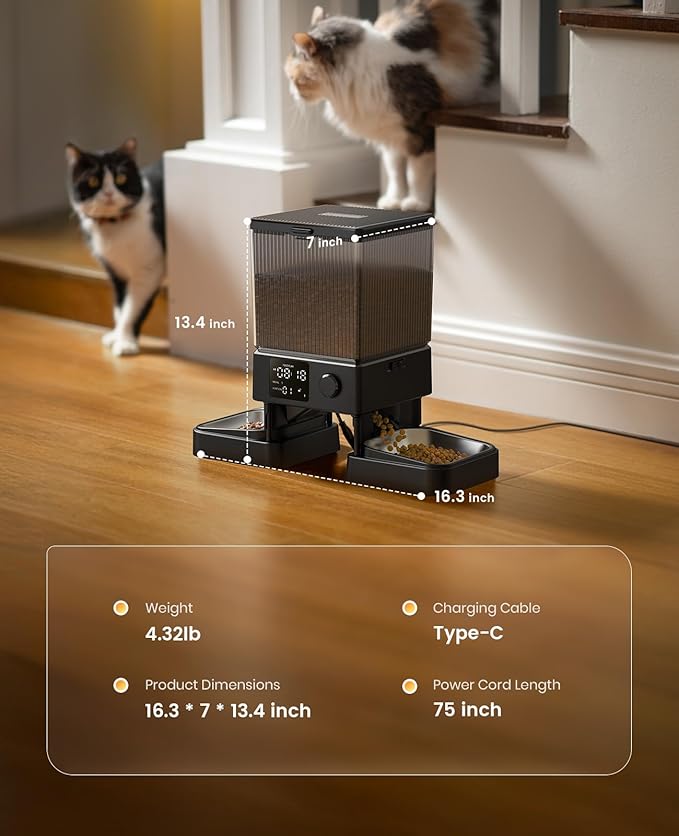 oneisall Automatic Cat Feeder for 2 Cats, 20 Cups/5L Automatic Cat Food
