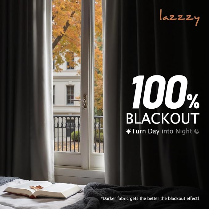 Lazzzy White Blackout Velvet Curtains