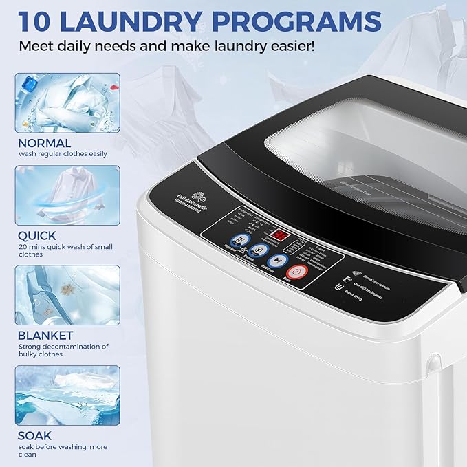 Nictemaw Portable Washing Machine 20Lbs Capacity 2.8 Cu.ft Portable Washer and