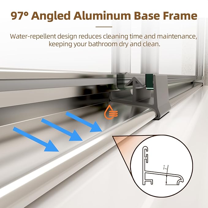 Sliding Shower Door, Royal Guard 56-60" W x 70" H Semi-Frameless Double Sliding