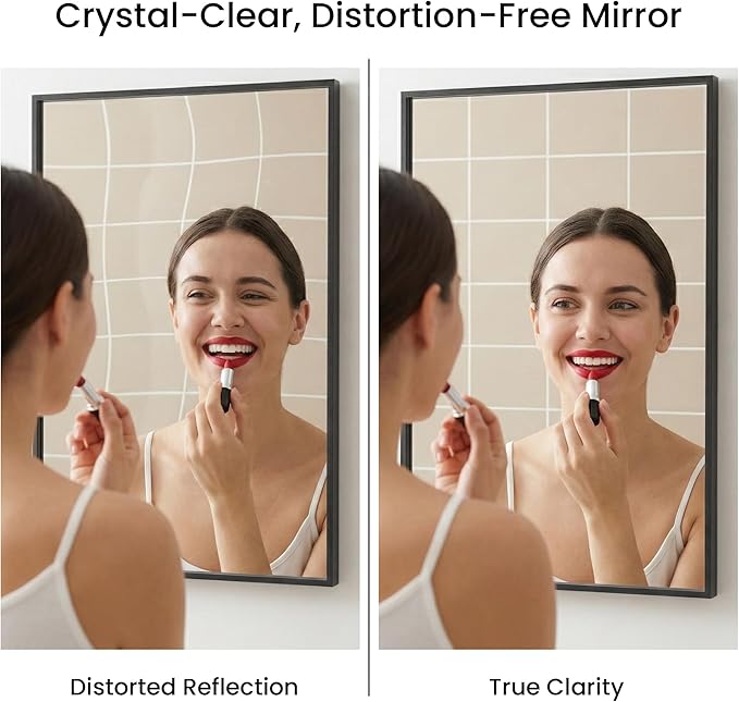 24''x36'' Matte Black Bathroom Mirror | Deep-Set Recessed Metal Frame |