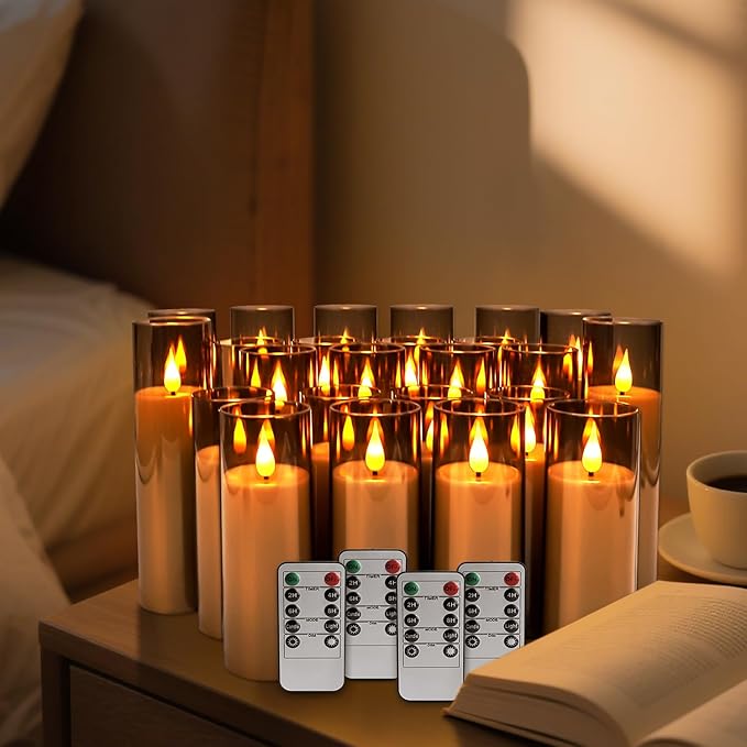 Halloween Decoration Flickering Flameless Candles Battery Operated Timer Led (24 Pack)