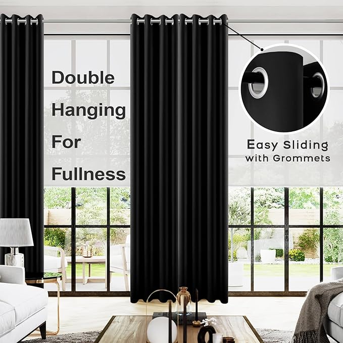 KOUFALL Extra Long Blackout Curtains 105 Inch, Gothic Curtains by Size 104