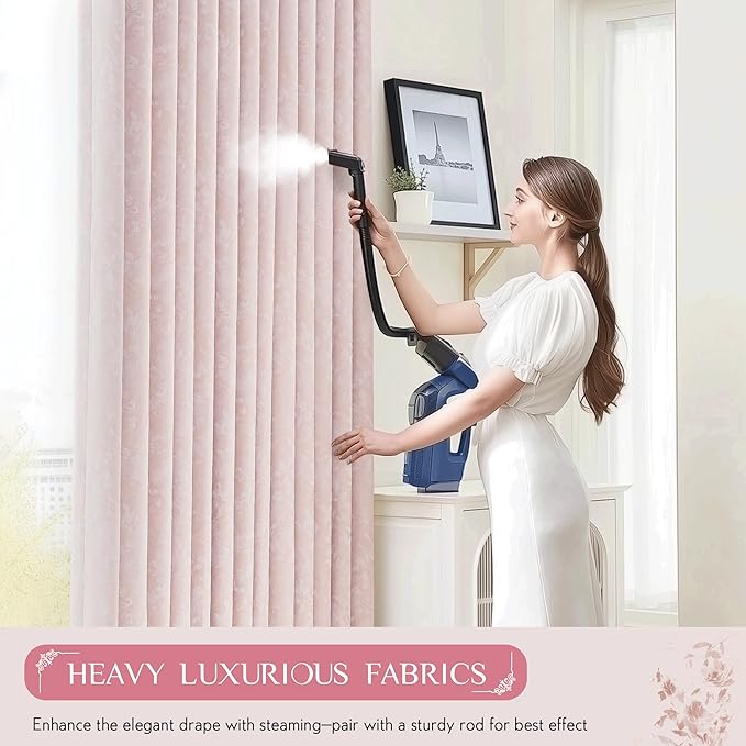 Beauoop Pink Floral Jacquard Blackout Curtains 63 Inches Long 2 Panels