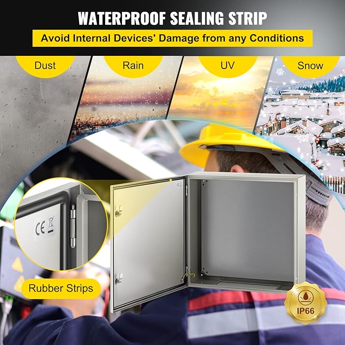 VEVOR NEMA Steel Enclosure, IP66 Waterproof & Dustproof, Outdoor/Indoor