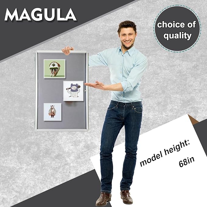 Magula Enclosed Bulletin Board Tamper-Proof Dispaly Case, Aluminium Frame
