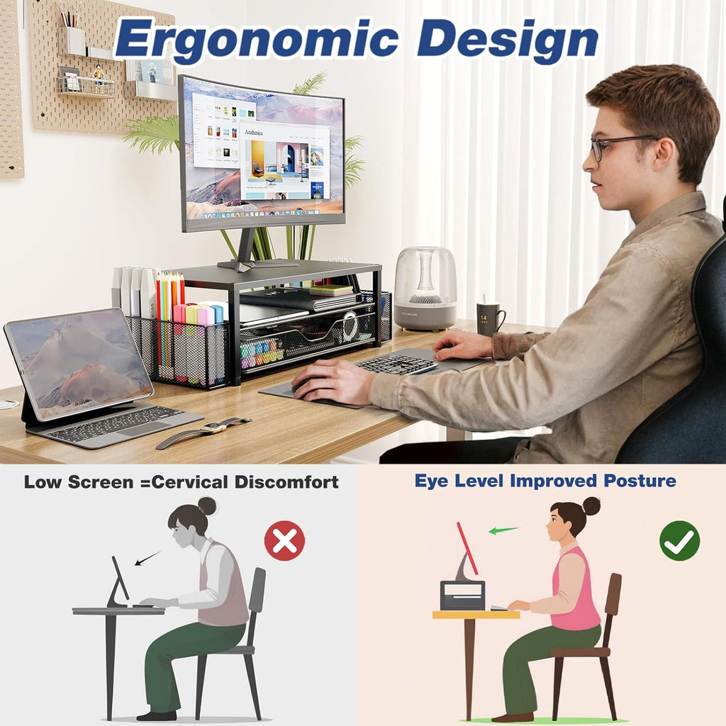 opnice desk organizer and accessories, 2-tier computer monitor, package contents