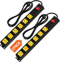 Heavy Duty 6 Outlet Metal Long Power Strip, 2700J Surge Protector (2 Pack)