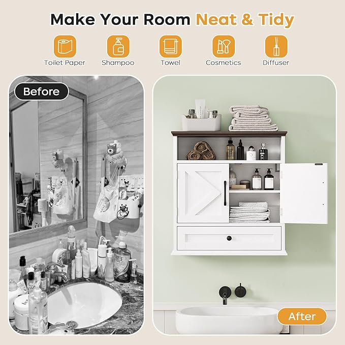 Bathroom Wall Cabinet, Wall Mounted Medicine Cabinet