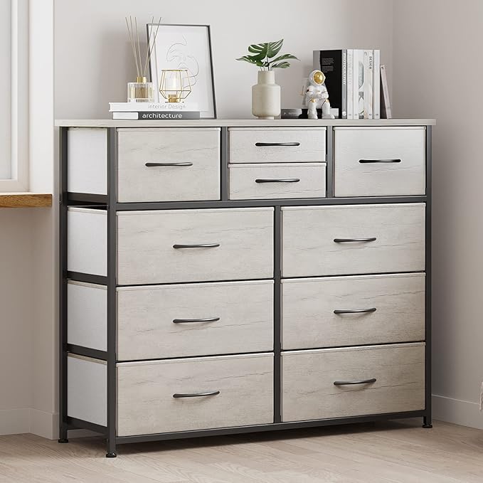 LUMTOK 10-Drawer Dresser, Fabric Storage Dresser Drawers