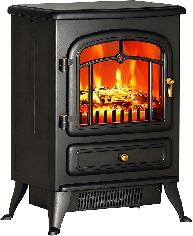 HOMCOM 22" Electric Fireplace Heater, Freestanding Fire Place Stove