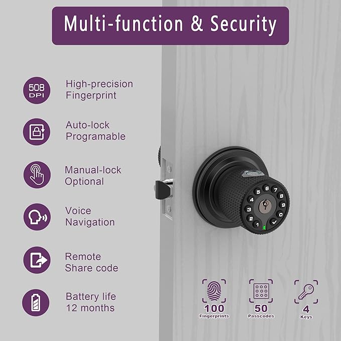 BOTHSTAR Double Sided Keyless Door Knob Lock