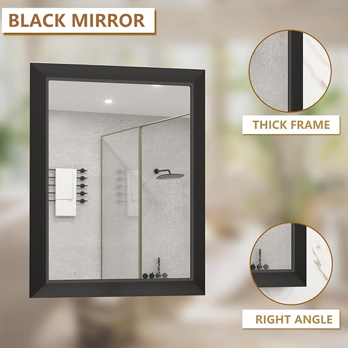 SMIROR Matte Black Bathroom Mirror