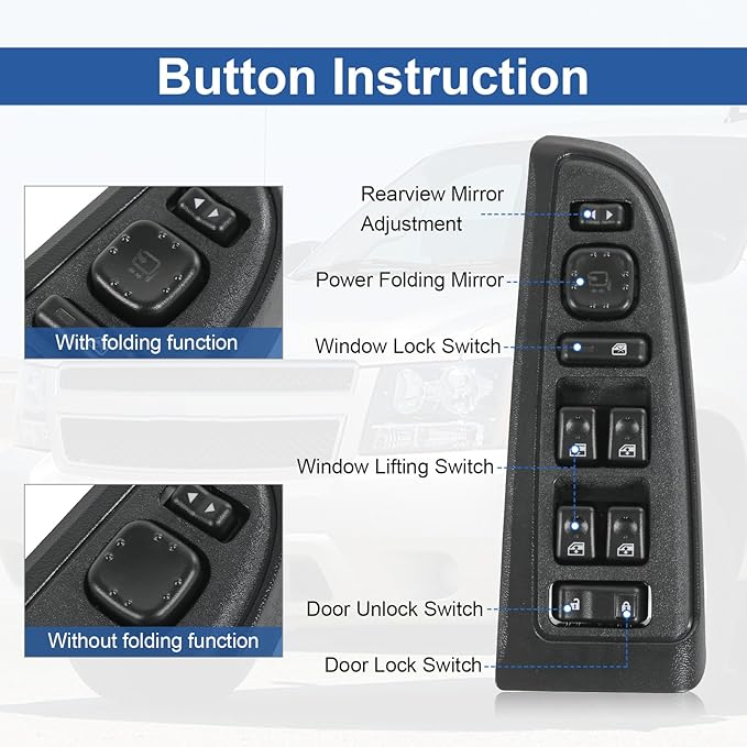 DICMIC Front Driver Side Master Power Window Switch and Door Lock & Black Bezel