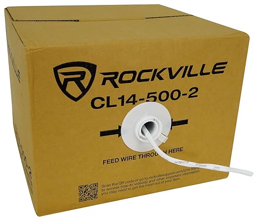 Rockville CL14-500-2 CL2 Rated 14 AWG 500' Speaker Wire, In-Wall and Ceiling Use