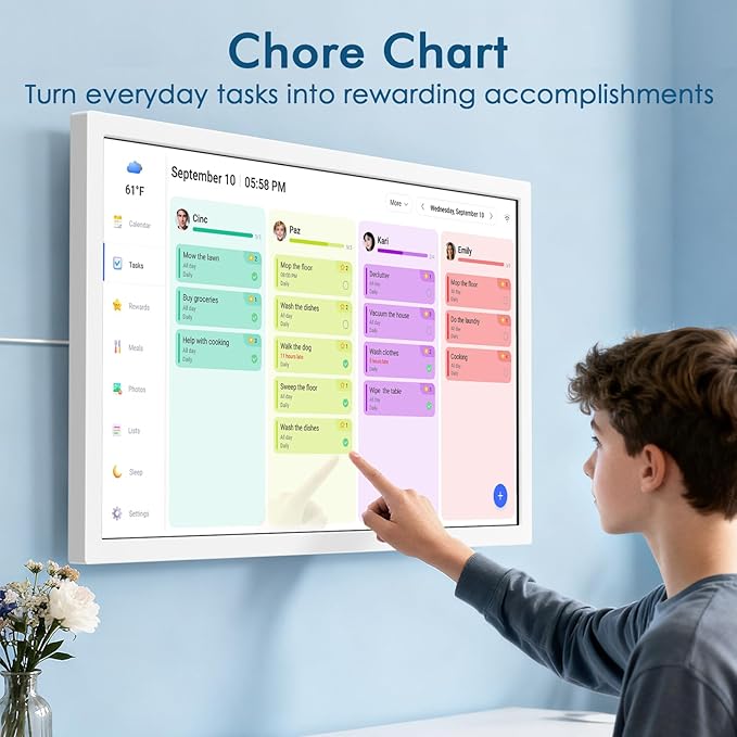 27 Inch Smart Digital Calendar Max, Wall Mountable Electronic Family Planner