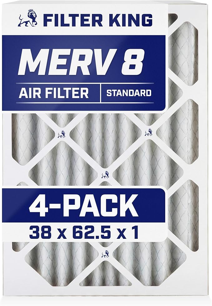 Filter King 38x62.5x1 Air Filter | 4-PACK | MERV 8 HVAC Pleated A/C Furnace