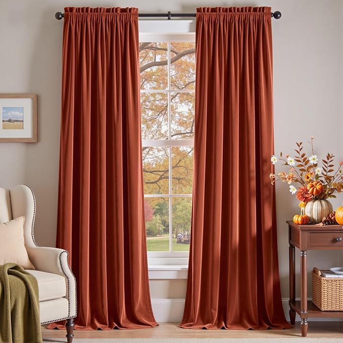 Lazzzy Velvet Blackout Extra Long Curtains Thermal Insulated Room Window Drapes