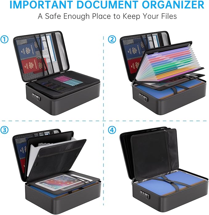 ENGPOW File Organizer Bag with 13 Pocket Accordion File Folder, Fireproof
