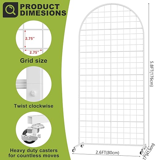 VGMiu Grid Wall Panel 1PCS Display Stand 2.6' x 5.8' FT White Grid Wall Panels