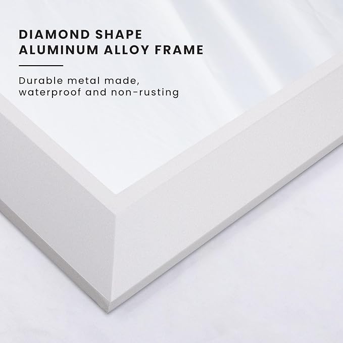 Amorho Bathroom Mirror, 36x36 Inch White Thick Metal Framed Wall Mirrors