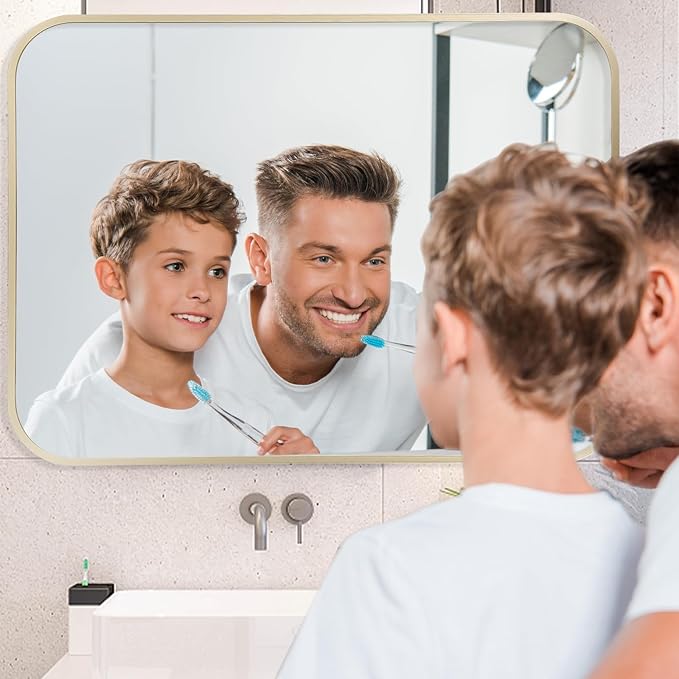 Gold Mirror, 48x30 Inch Framed Rectangle Mirror