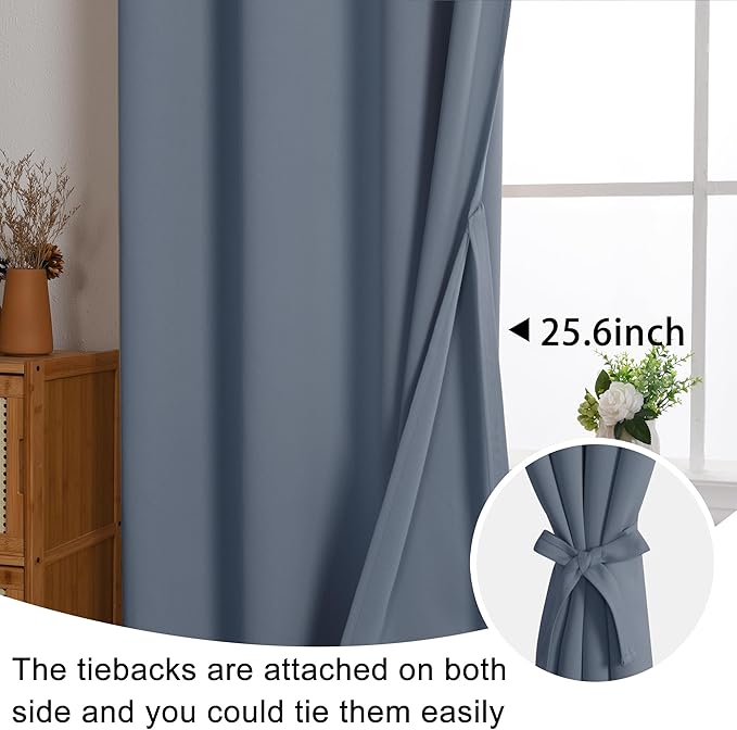 JIUZHEN Dusty Blue Blackout Curtains (Set of 2)