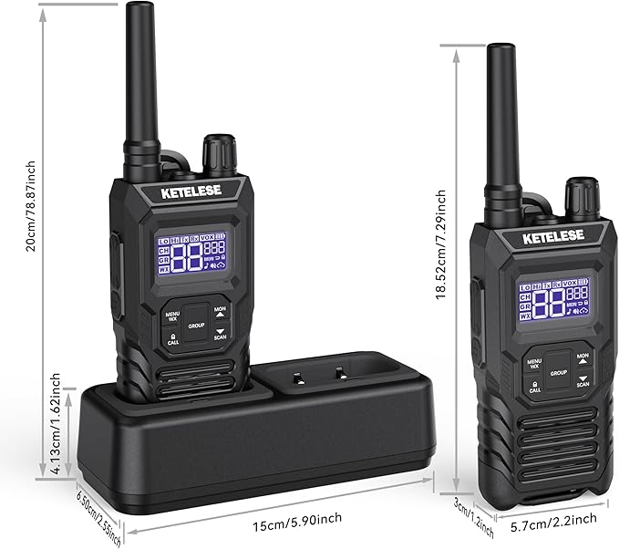 Ketelese T4 Walkie Talkies Long Range, IP67 Waterproof Dustproof Two Way Radio