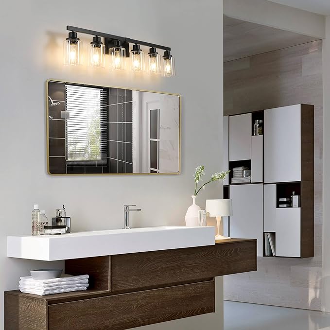 DIKAIDA 6-Light Black Vanity Lights 38'' Modern Bathroom Vanity Lighting