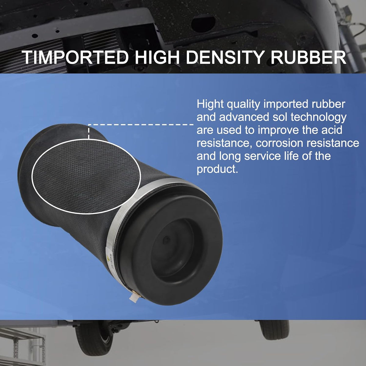 rear air suspension spring bag compatible with 2011-15 showing dimensions
