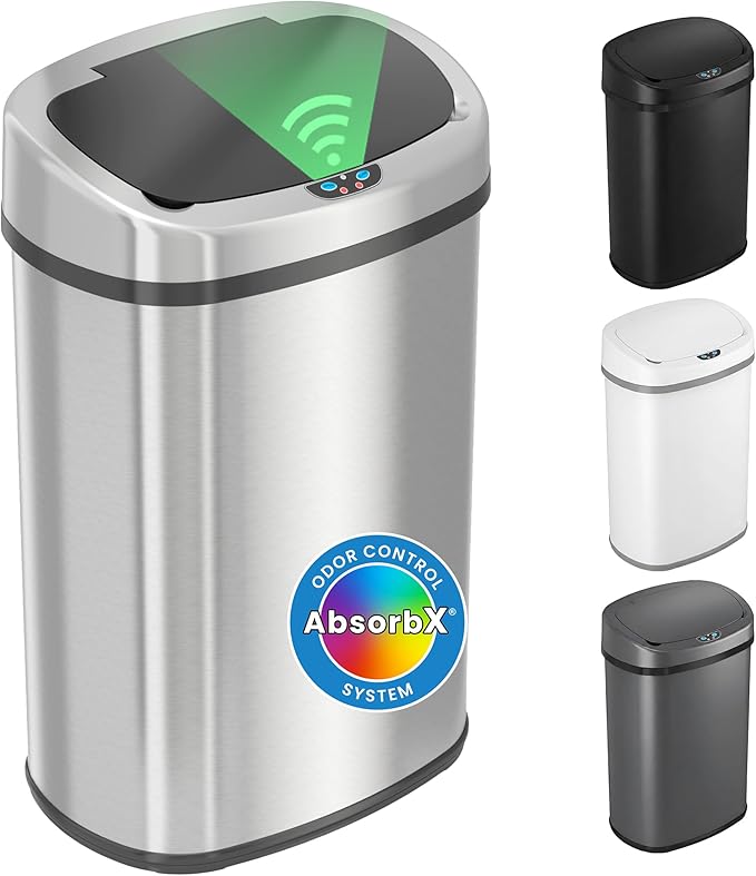 iTouchless 13 Gallon Oval Sensor Trash Can