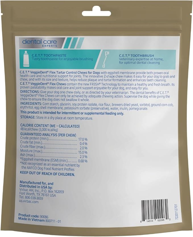 Virbac C.E.T. VEGGIEDENT Flex Tartar Control Chews