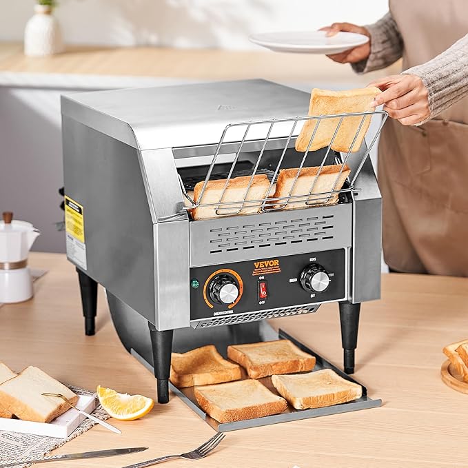VEVOR Commercial Conveyor Toaster, 300 Slices/Hour, Heavy Duty Stainless Steel