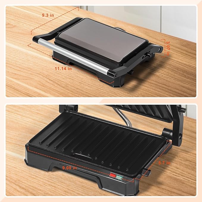 Small Panini Press Grill Sandwich Maker, Electric 3 in 1 Panini Sandwich Maker
