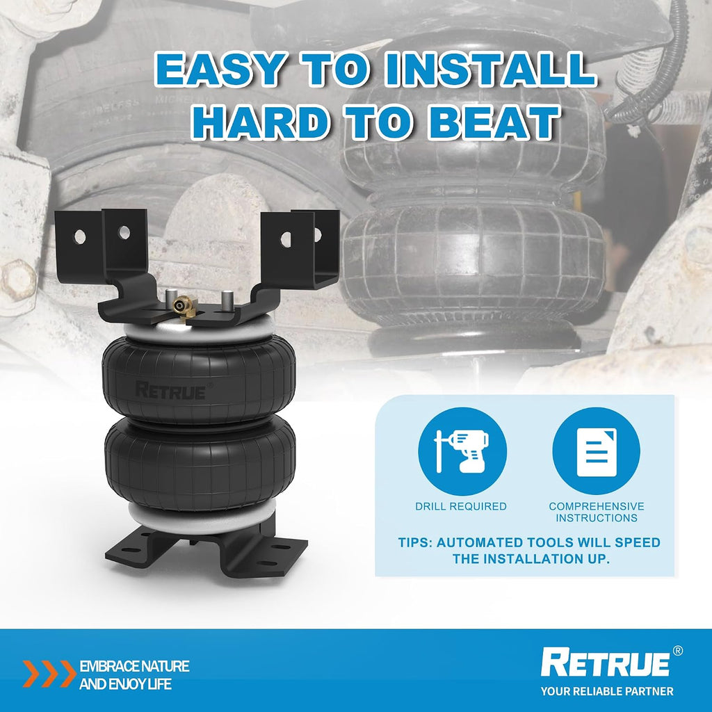 retrue rear air bags suspension kit for silverado, front angle view