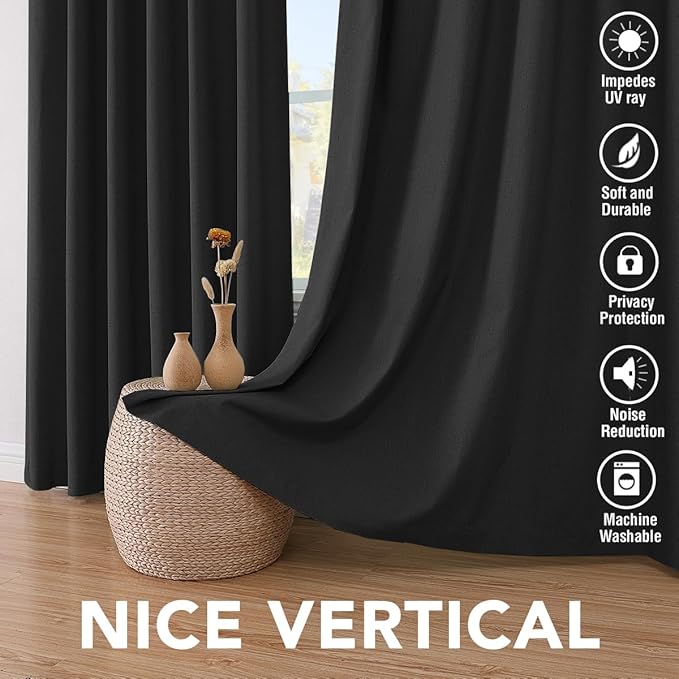 H.VERSAILTEX Bedroom Curtains Blackout Linen Blackout Curtains 84 Inches Long