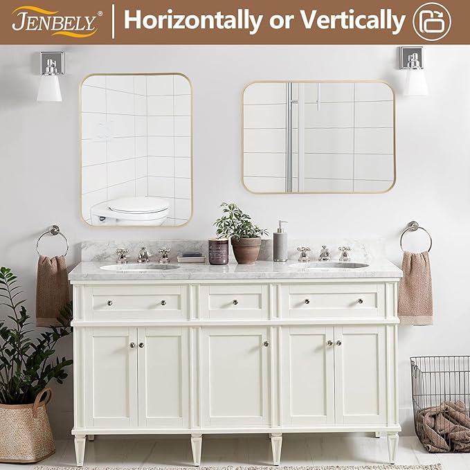 Gold Mirror, 48x30 Inch Framed Rectangle Mirror