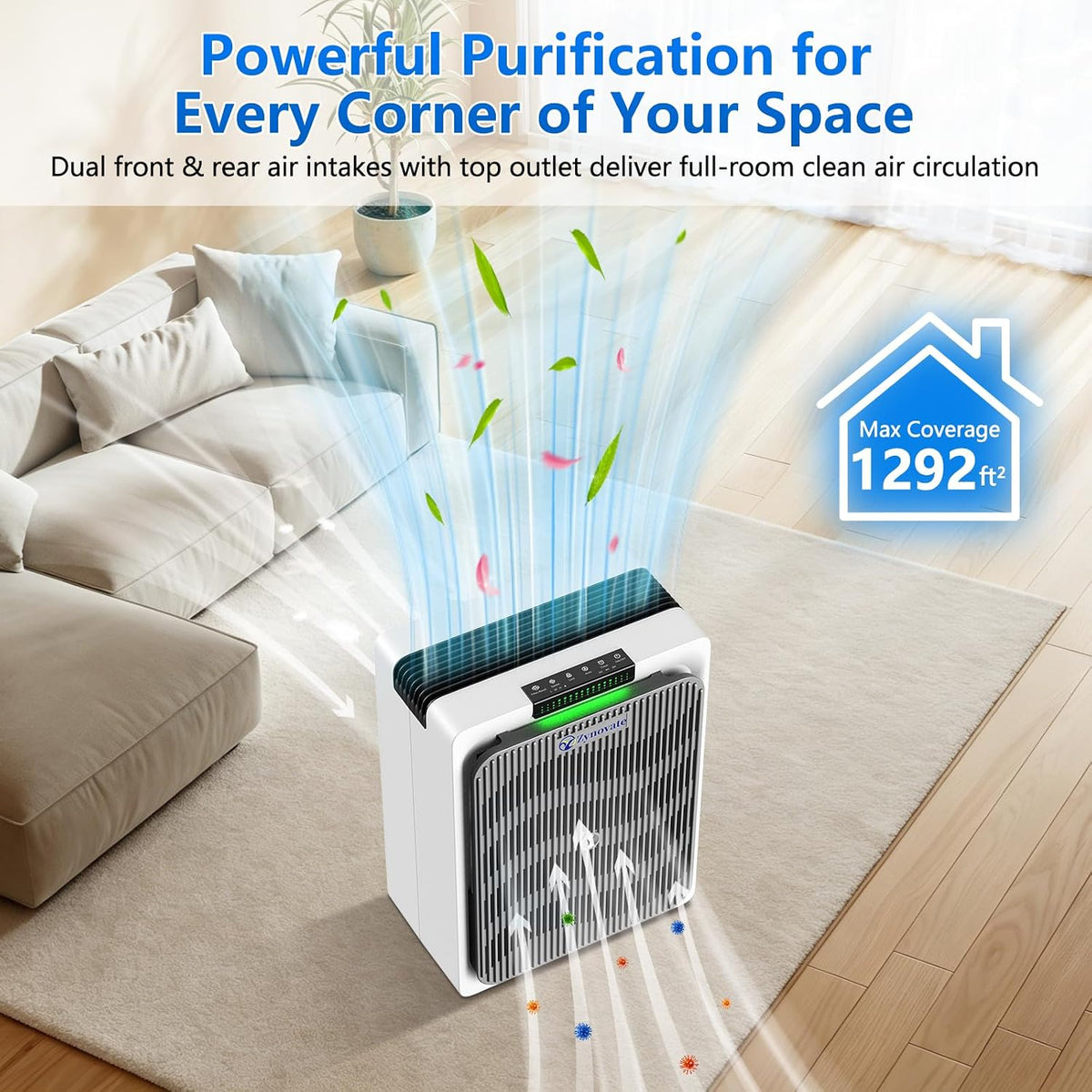 Air Purifier for Home Pets Bedroom Dorm HEPA Air Purifiers Up to 1,292 Ft²